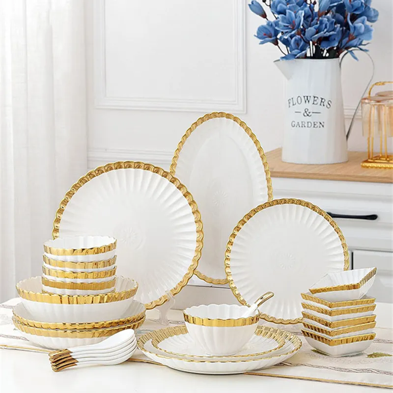 1 pcs Ceramics bianco Ceramica piatti ciotola per insalata piatto da cucina per la casa hotel