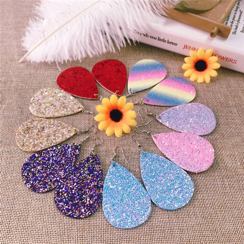 A4 20*30CM Sparkly Fine Glitter Fabric Rainbow iridescent Vinyl PU Faux Leather Sewing Fabric Sheets DIY Handmade Earring Bows