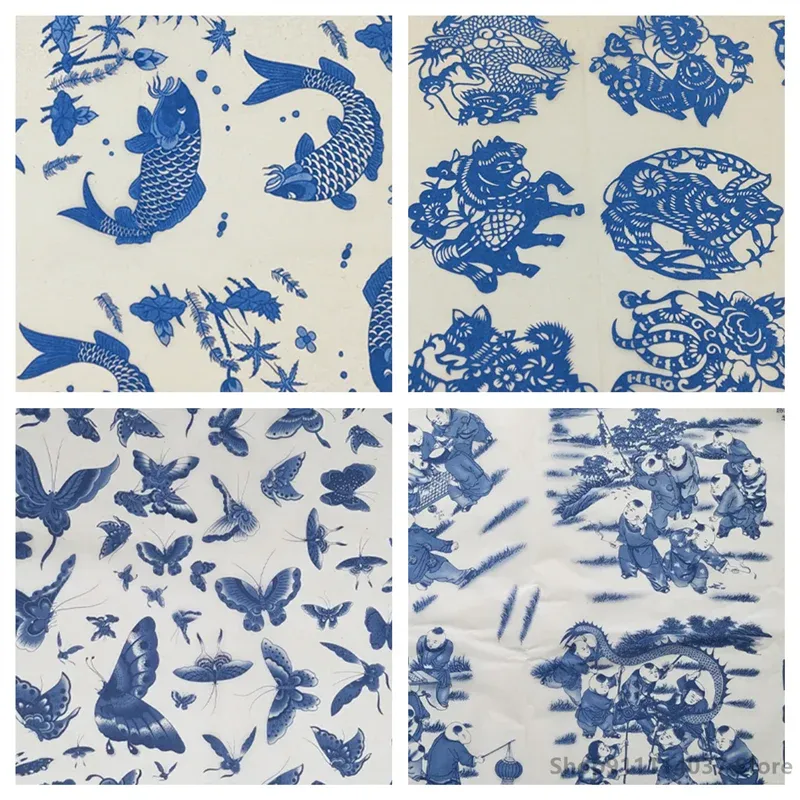 1PC Pottery Clay Art Underglaze Colored Flower Paper Blue White Stickers Transfer Paper Jingdezhen High Temperature Firing Decal