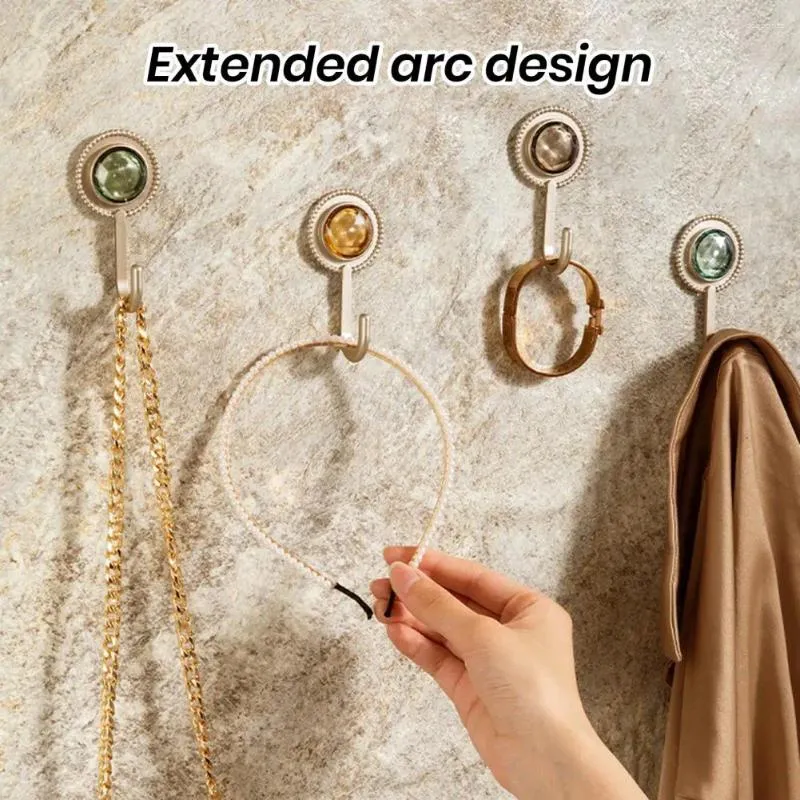 Haken 4 stks faux diamant decor muurhaak punch-vrij sterke, dragende zelfklevende traceloze handdoek hangers huishoudelijke benodigdheden