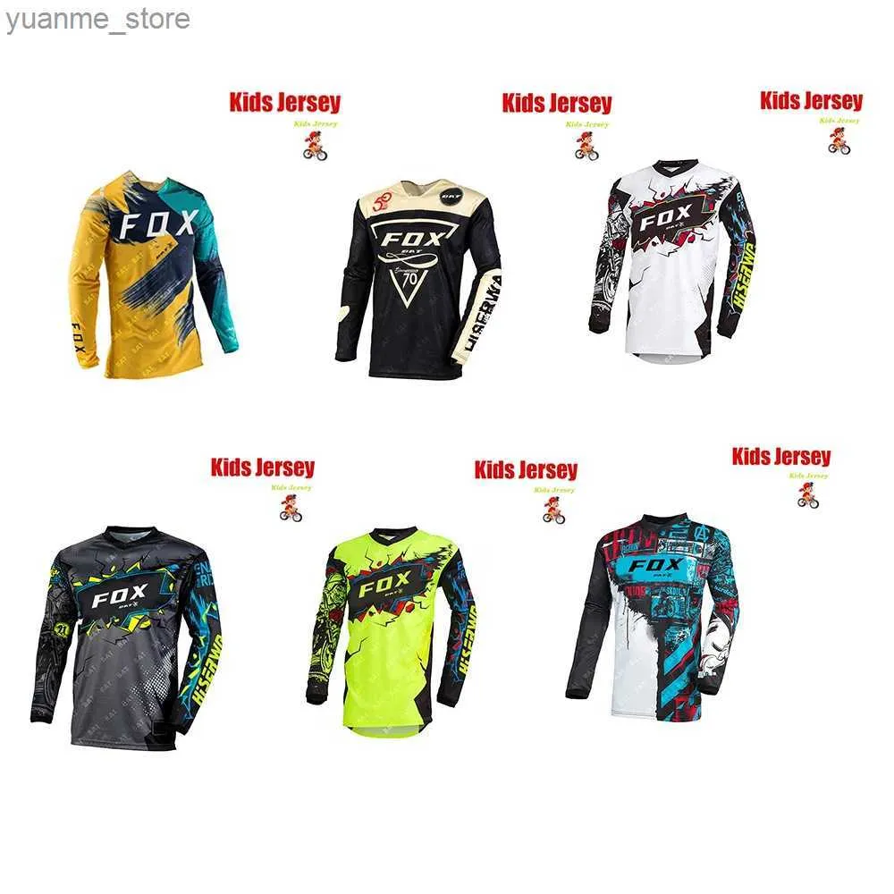 Koszulki rowerowe Topy Bat Kids Downhill Jersey Long Sleeve Jersey Mountain Bike Offroad DH Motocykl Dziecięce Koszulka Kids Jersey Y240410