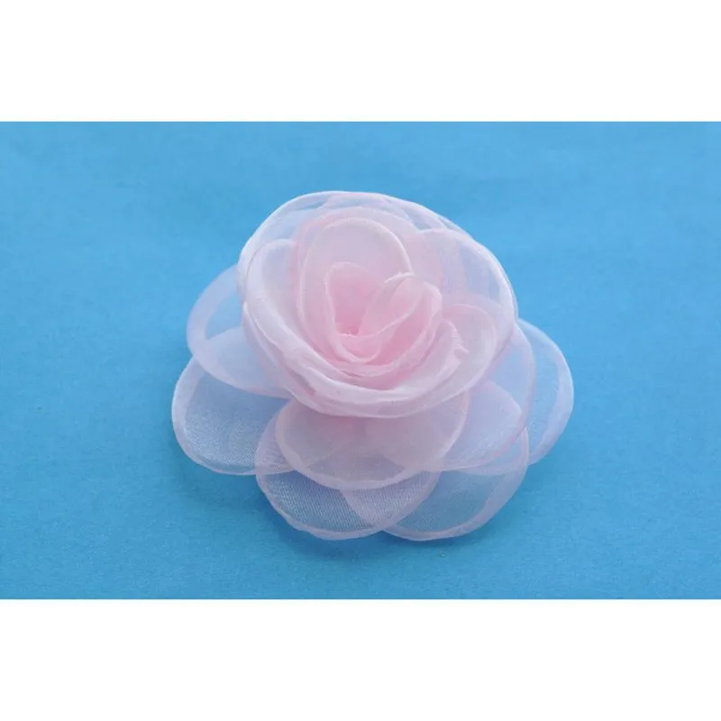 4pcs / lot 4.3 "6Colors Fleur de gaze nouveau-née pour les bébés filles accessoires accessoires de rose faits à la main Fleurs pour les bandeaux