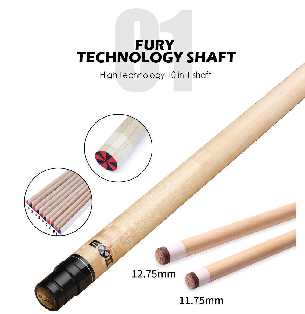 Premium Maple Ash Pool Cue Shaft - Tiger Tip, Multiple Sizes