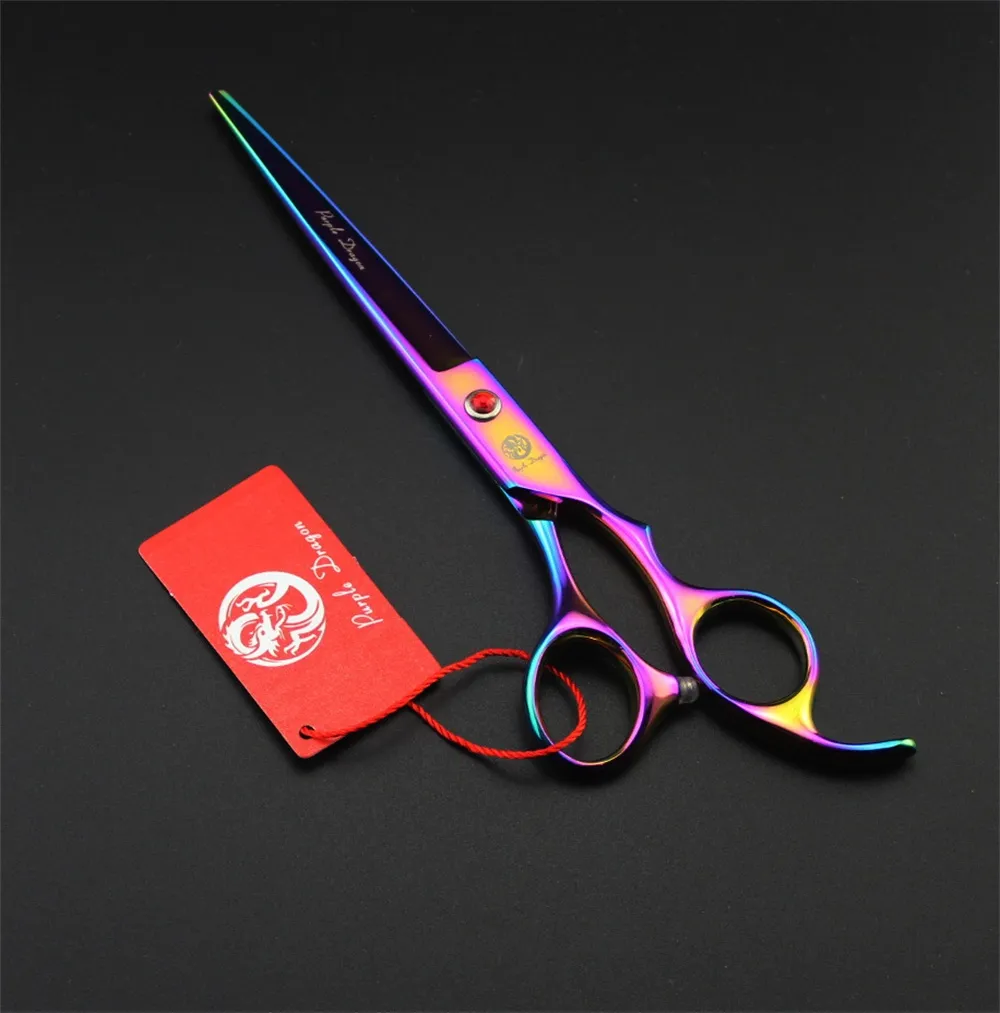 Purple dragon 7.0 inch Professional hair scissors for dog grooming pet scissor Straight +Curved +Thinning Shears +Comb (9)