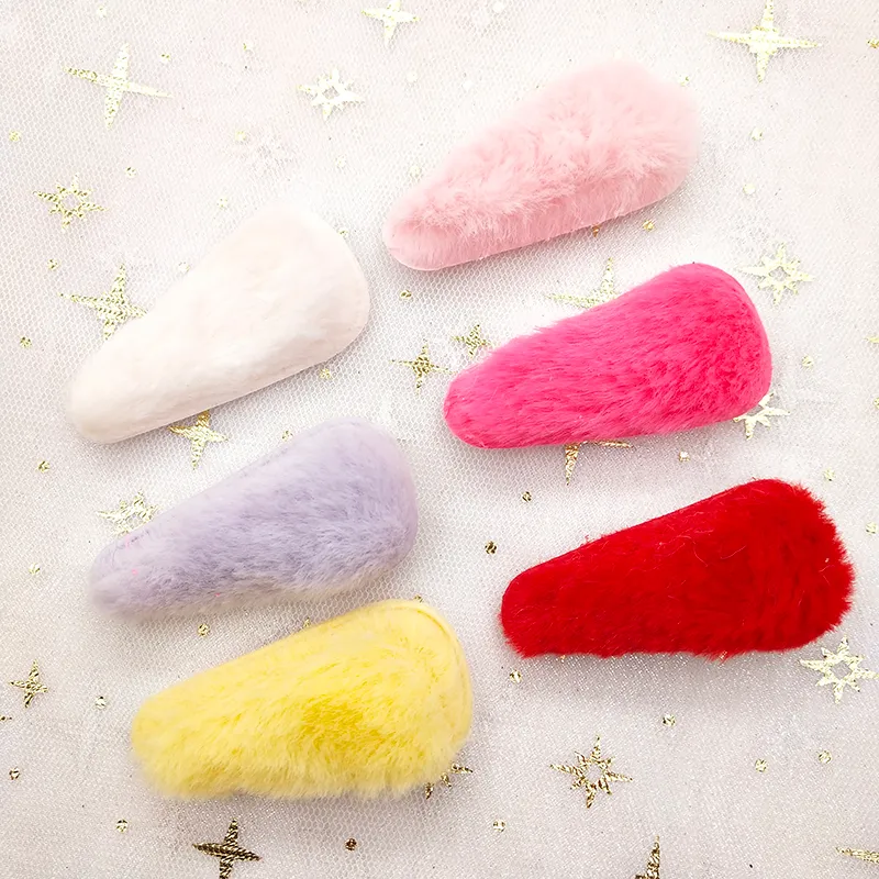 40pcs / lot 5,5 cm Furry BB Clip à cheveux Couvre-couvertures Appliques rembourrées sans clip pour les accessoires de pince à cheveux faits à la main bricolage