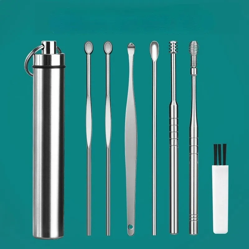 Novo 6pcs/conjunto de ferramentas de coleta de ouvido Conjunto de soldados de lareira Removedor de ordens de aço inoxidável picareta de orelha limpa Limpador Cuidado Cuidado Ferramenta de cuidados com os ouvidos