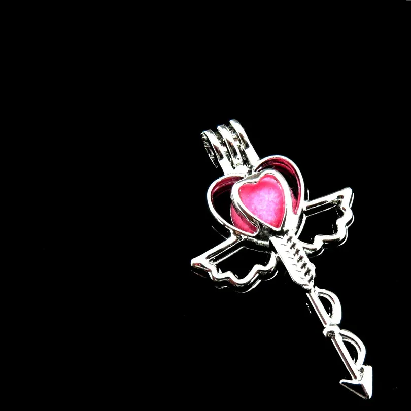 Romantik Herzschlüssel Perlenkäfig Locket Aromatherapie Diffusor Charme Anhänger Halskette Armband für Geschenkschmuck machen Schüttung
