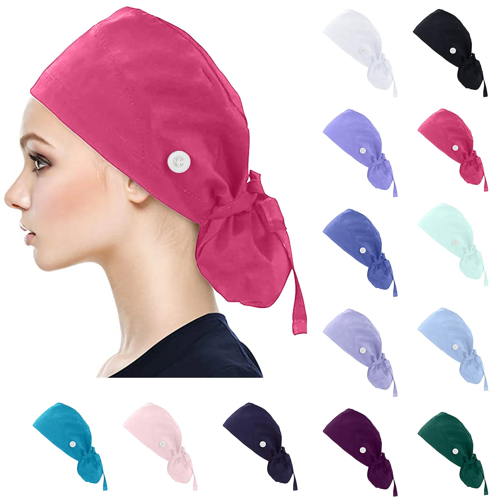 3 (THREE) Nurse Hats, Surgical Scrub Bouffant Hat 80F6B0B8-C9B2-4285-B86D-  main image 4