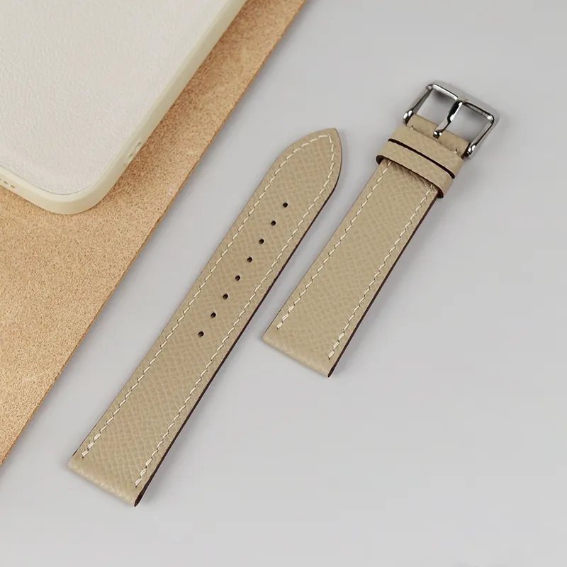 Fuyijia 16mm ~ 22mm Epsom Cowhide Watchbands Master Handmased Custom Brand Watch Substitut Strap Pin Buckle äkta läderbälte