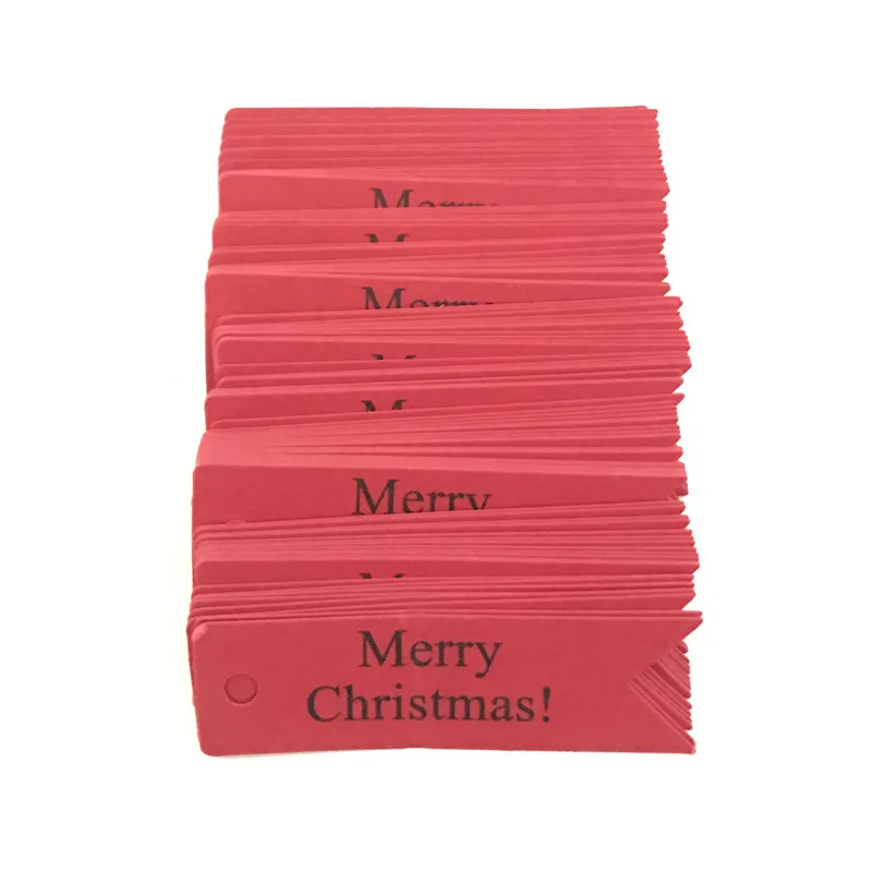 100pcs/lot kırmızı kahverengi ambalaj etiketleri Christma Hang Tag Kraft Paper Etiketler Hediye Etiket Etiketler Hediye Balıktail Bayrağı 7x2cm