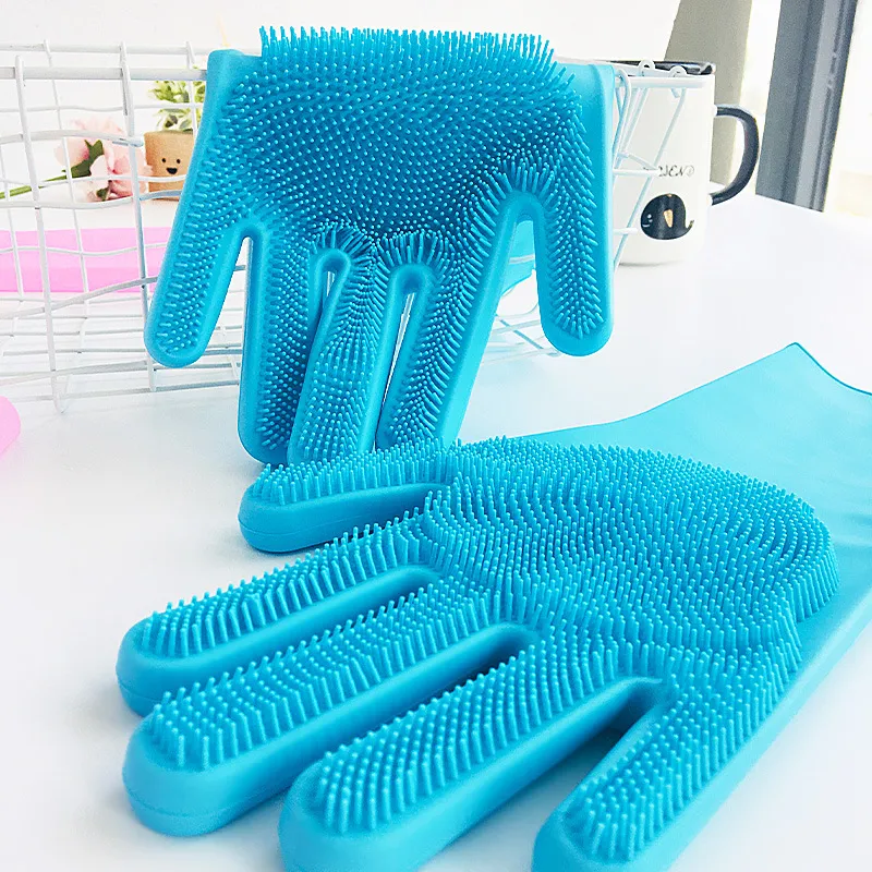 Magic Silicone Washing Gloves – 1 Pair, Scrubber For Dishes, Pets, Kitchen & Car (Non-Toxic)