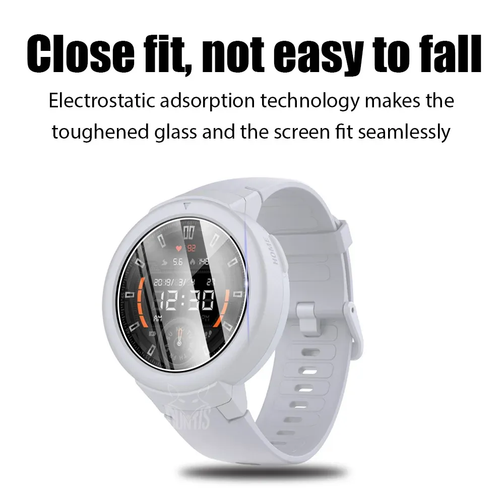 För Amazfit Verge Lite Tempered Glass Screen Protector för Huami Amazfit Verge Lite Smart Watch Anti-Scratch Clear Film Cover