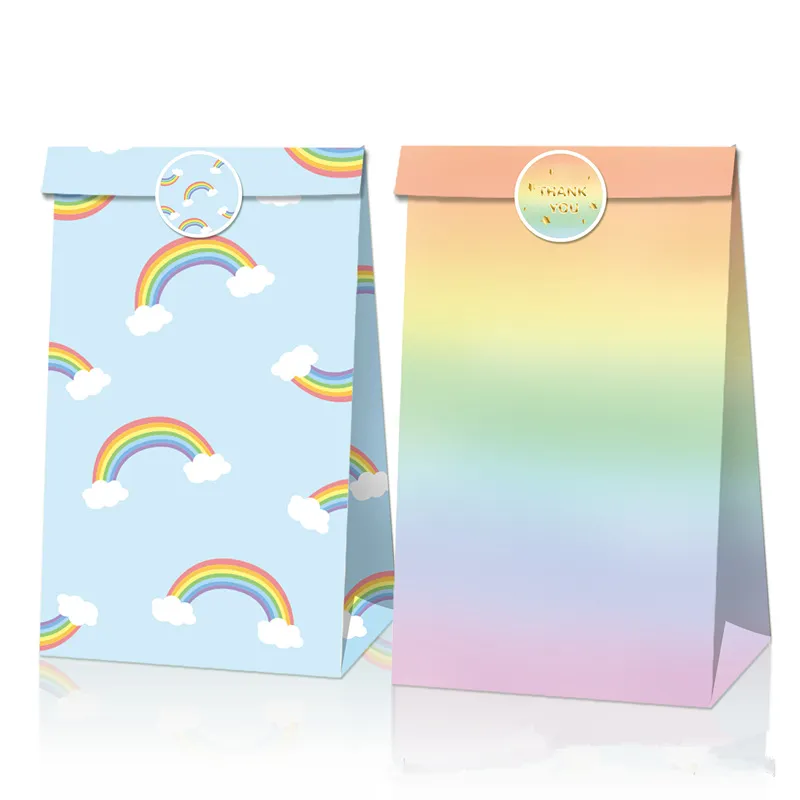 Cute Rainbow Cloud Summer Theme Party Paper Bags Candy Box Biscuit Gift Bags Baby Shower Birthday Favor Supplies