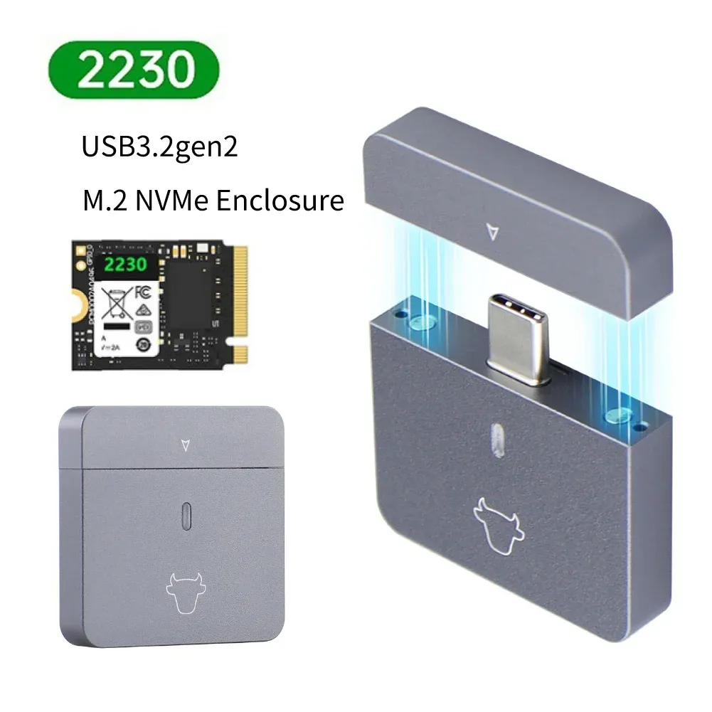RECK M.2 NVME 2230 Caso di disco a stato solido mobile USB3.2 Gen2 SSD esterno SSD Plug and Play in lega di alluminio M chiave per M2 2230 SSD