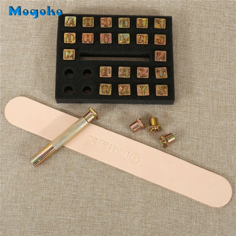 Mogoko Leathercraft Metal Alphabet Set 13mm 26 Letters Imprinted Metal Leather Punching Tools for Leather Belt Luggage Bag Logo