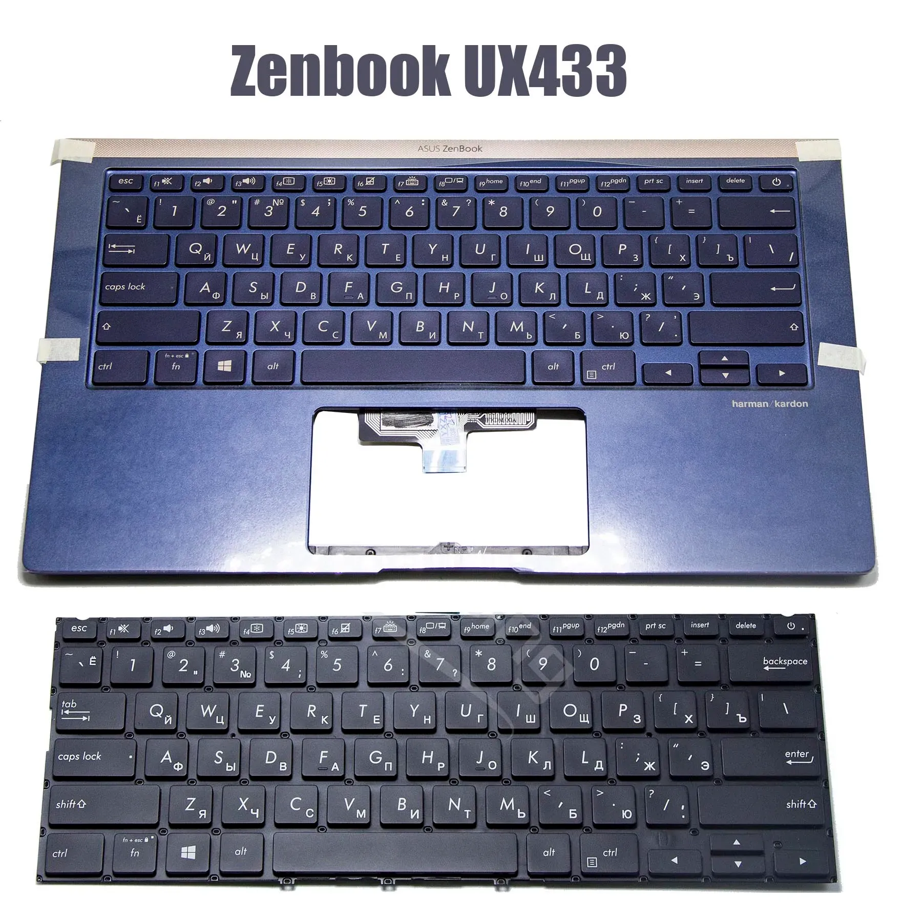 Tangentbord ryska US -tangentbord för Asus Zenbook UX433 UX433FA UX433FN med bakgrundsbelyst