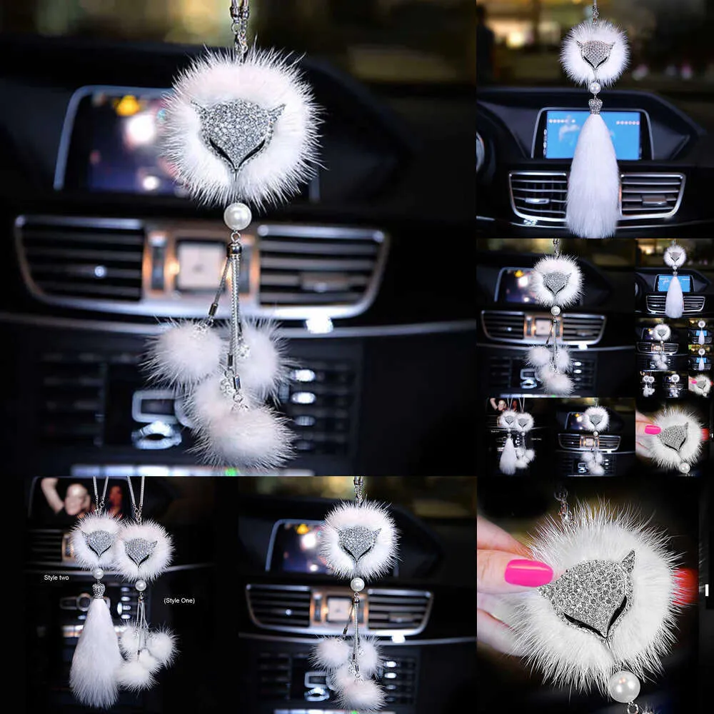 New Fox Head Rewier Mirror Pendant Protect Protect Safety Decoration Bling Car Accessoires pour femme