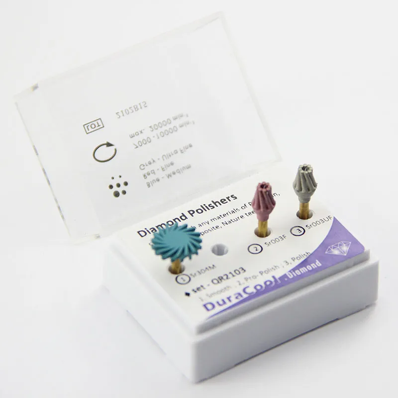 3-stcstandheelkundige boren bits diamant rubber polishers tandheelkunde gereedschap laboratoriumproducten kits glad pro-polishing polijsten