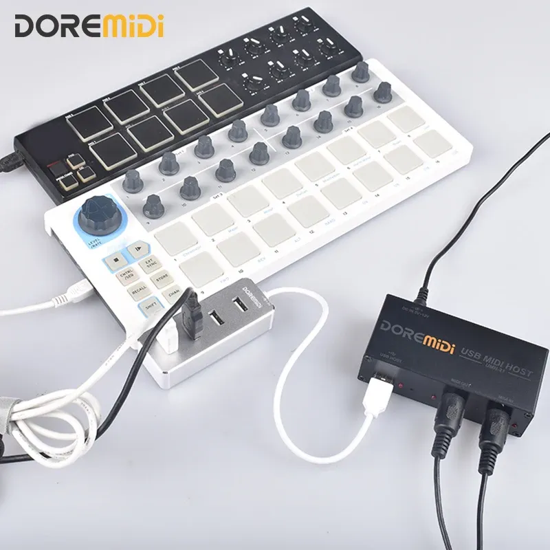 Hubs Doremidi alta velocidade USB Caixa de host MIDI MIDI Host USB para MIDI Converter UMH21 e USB Hub 2.0 Hispeed 4 USB Ports Hub