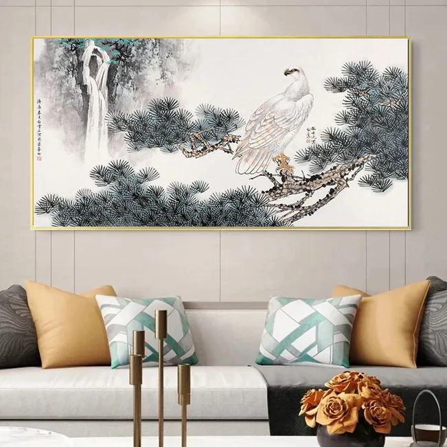 Çin dağ ve nehir manzara tuval boyama basılı posterler duvar sanat hediyesi oturma odası için ofis yatak odası dekoru çerçevesiz