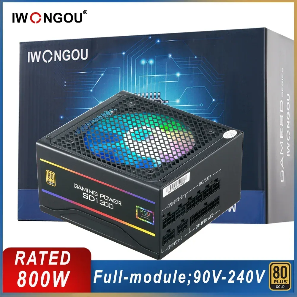 إمدادات الطاقة الإمدادات للكمبيوتر الشخصي 800W 700W 600W 80 Plus 110V 220V DCATX 500W SOURCE Iwongou Active PFC RGB ARGB FONTE PC GAMER GAMING PSU