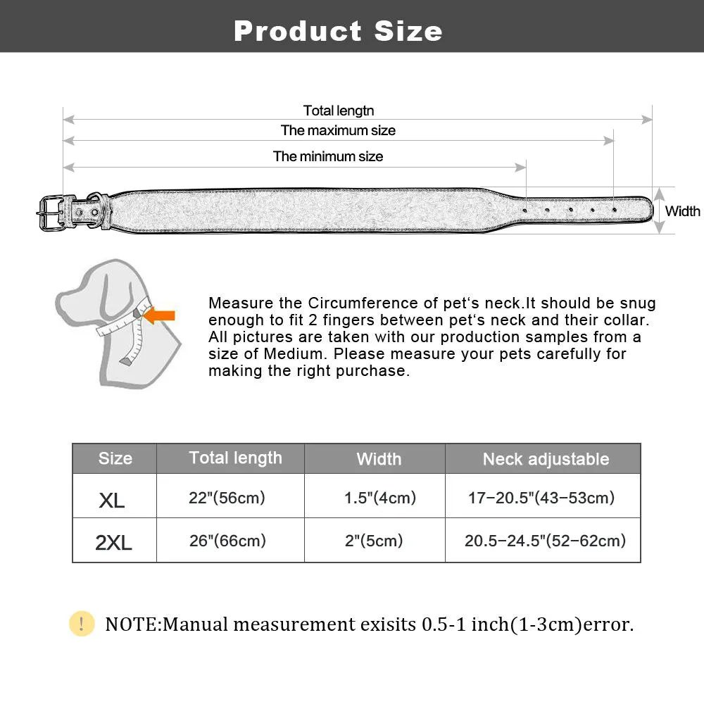 Collar per cani in pelle larga colletti imbottiti Collar per cani per cani di grandi dimensioni Pitbull Bulldog German Shepherd 2xl