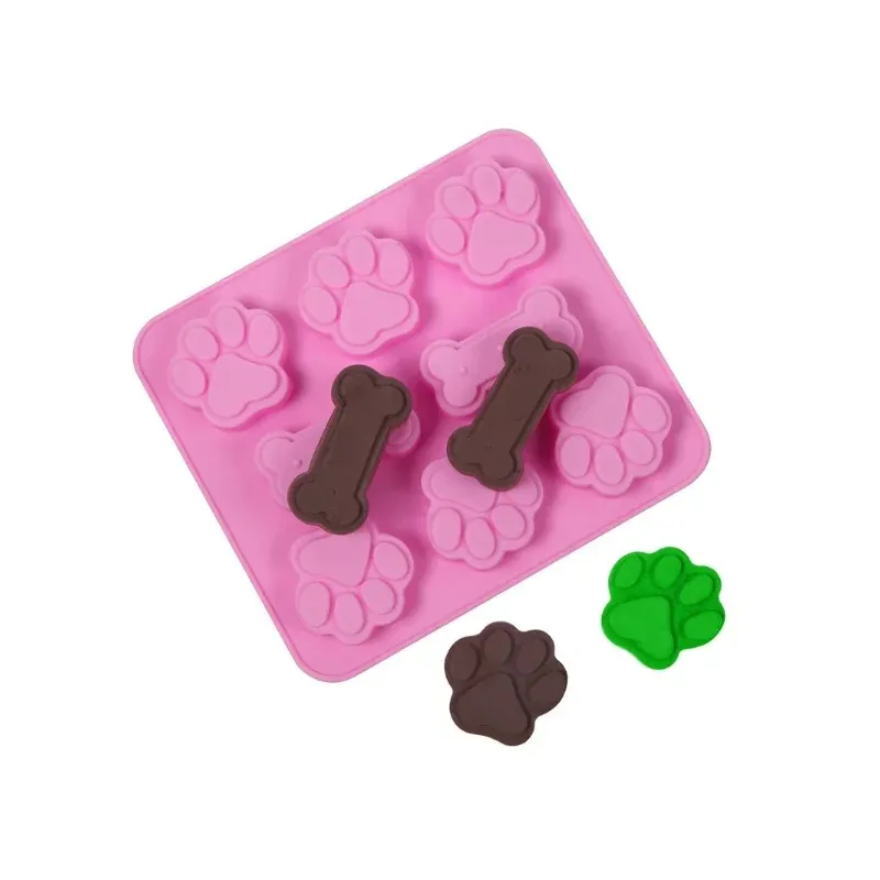 Dog Footprint Silicone Mold Cake Molds Bone Cookie Cutter Fondant 3D DIY Cat Paw Silicone Bakeware Molds Baking Accessories