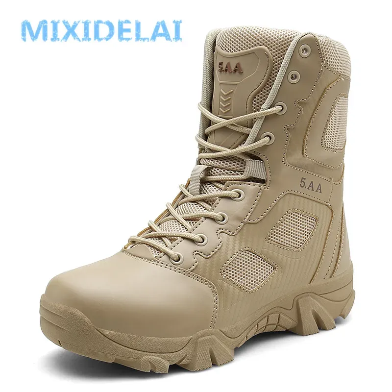 Boots Mixidelai Tamanho 3947 Desert Tactical Boots Wearsisting Botas do Exército Homem Homens de Caminhadas ao ar livre de combate ao ar livre Botas de tornozelo