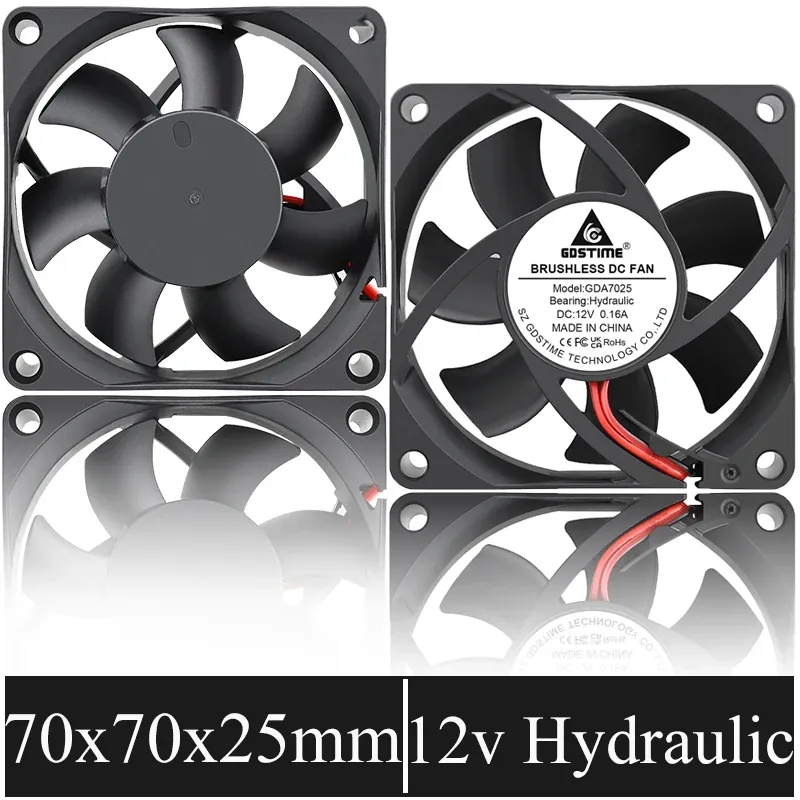 Cooling 2pcs/lot GDSTIME 70mm x 70mm x 25mm DC 12V 2Pin 7cm 7025 Computer CPU Cooler Cooling Axial Fan