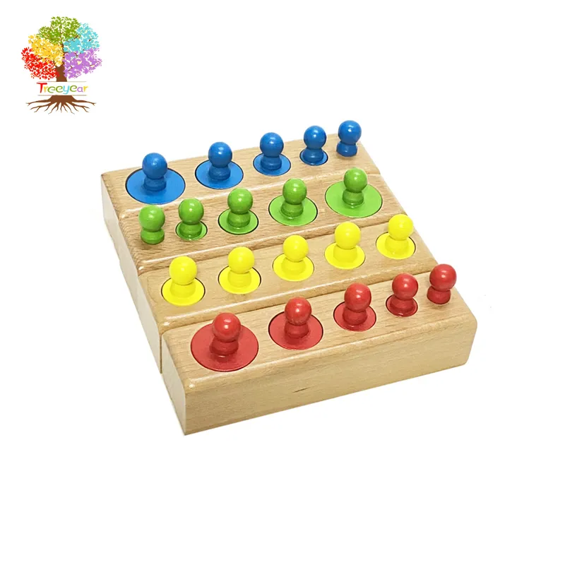 Treeyear Baby Montessori Educatief houten speelgoed kleurrijke socket cilinderblok set voor kinderen educatief