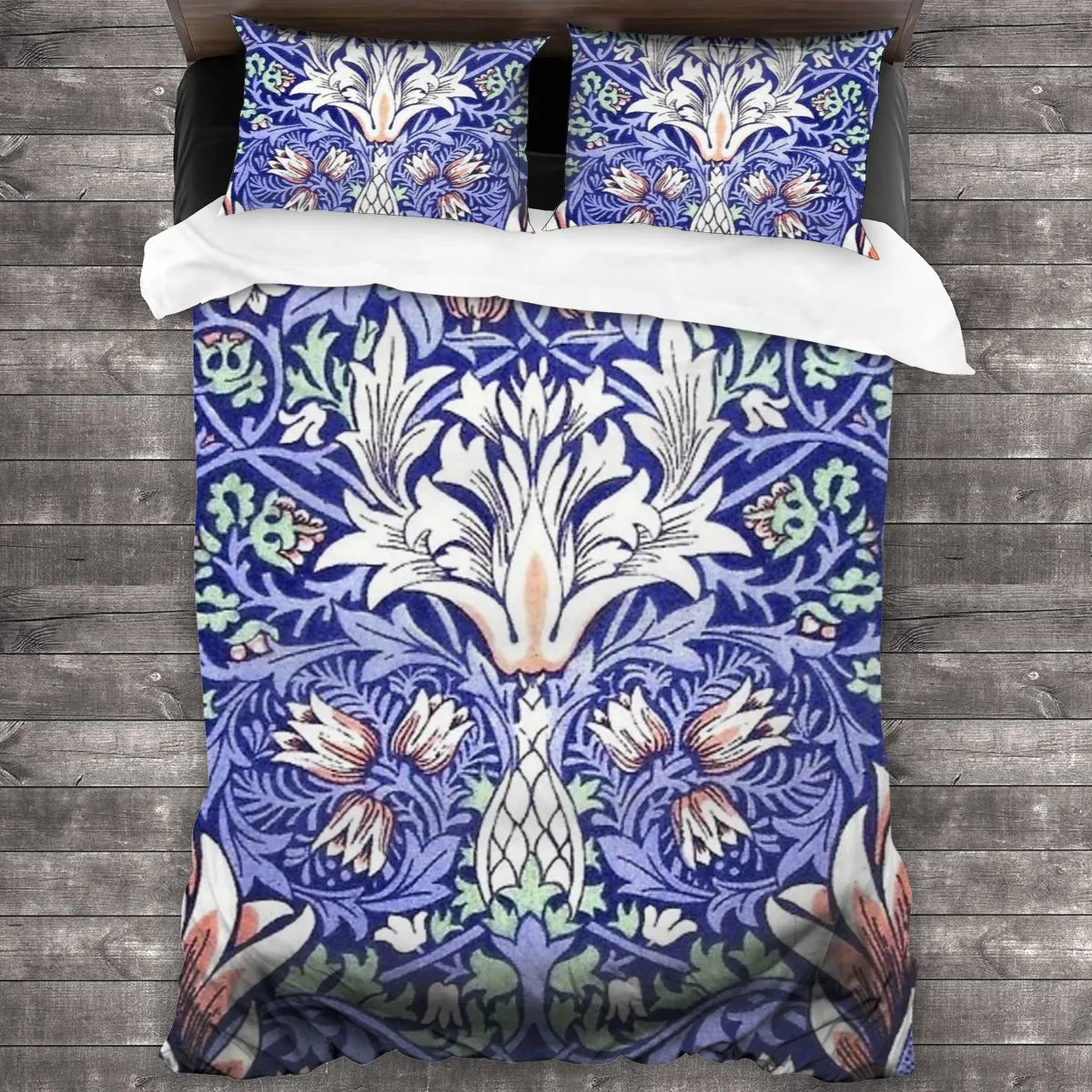 William Morris Golden Lily Consolador com 2 fronhas, cama de microfibra macia King/Queen Size, capa de edredon floral jacobean