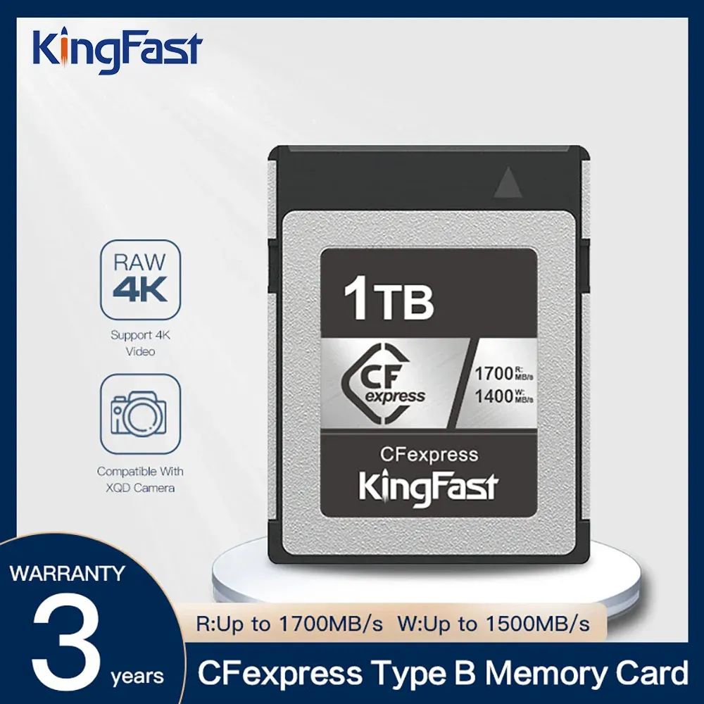 Kort Kingfast CFExpress Type B Memory Card 128 GB 256 GB 512 GB 1TB CF Express Digital Memory Card för Digital SLR Camera Raw 4K Video