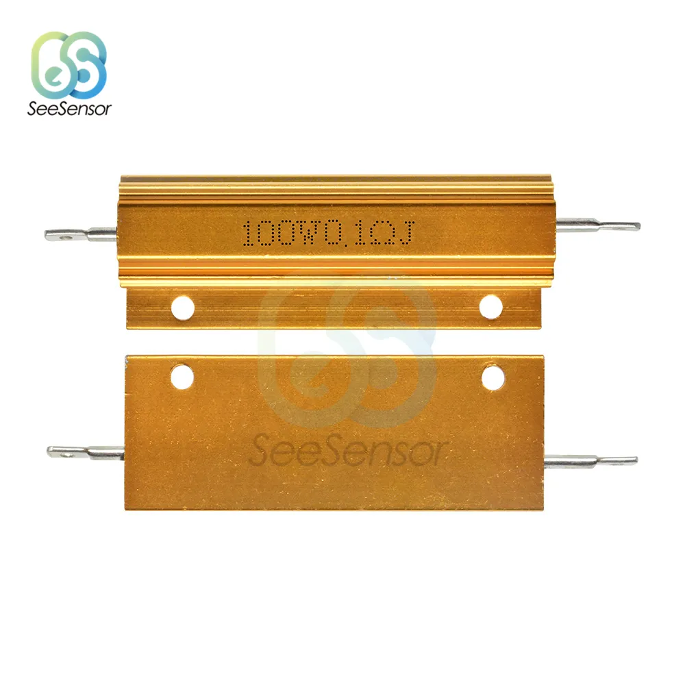 100W 0.1~100K Aluminum Power Metal Shell Case Wirewound Resistor 0.1 0.5 1 1.5 2 3 4 5 6 8 10 12 15 20 22 30 33 50 100 1K ohm