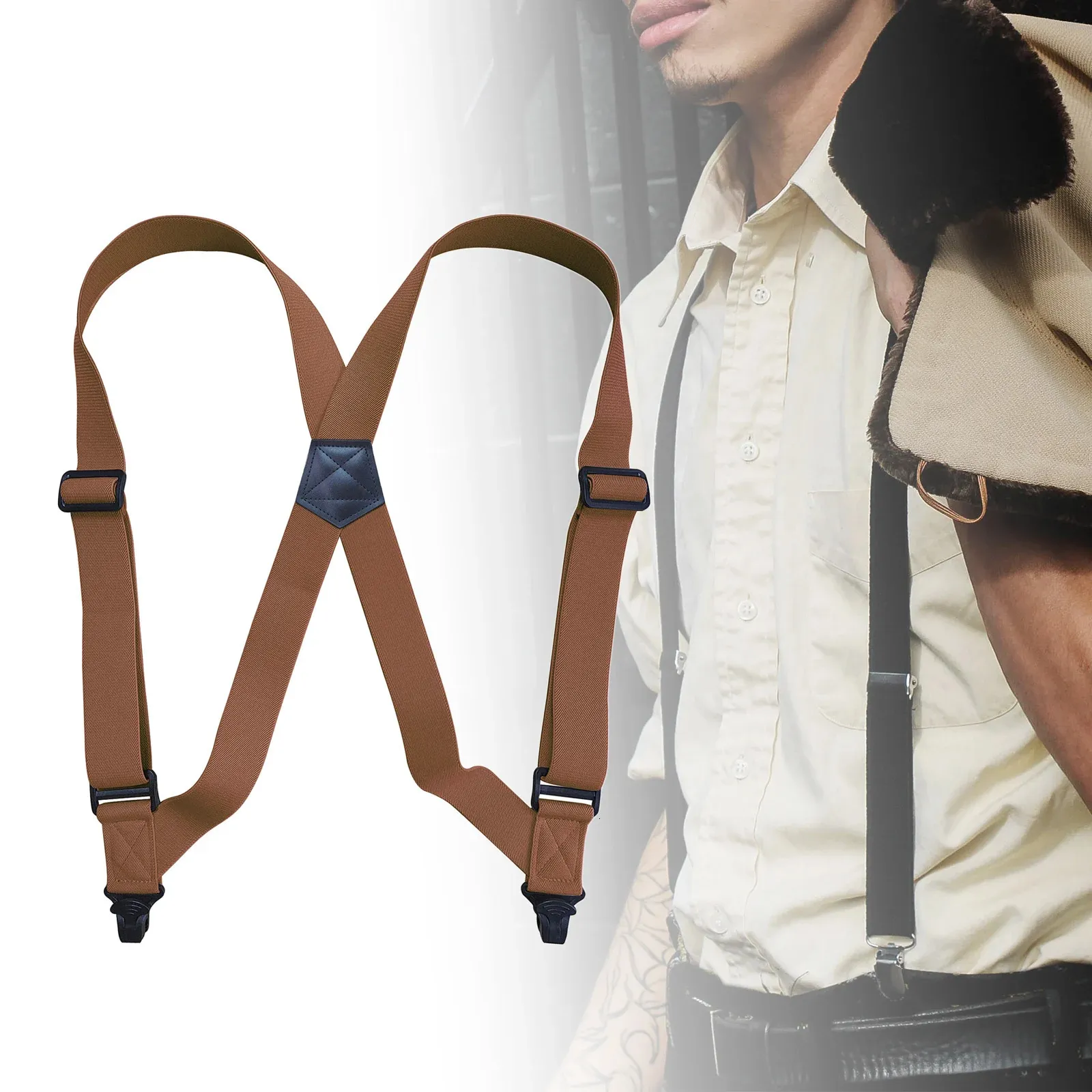 Fashion Men Suspenders Jeans Lightweight Back Belt Durable Shorts