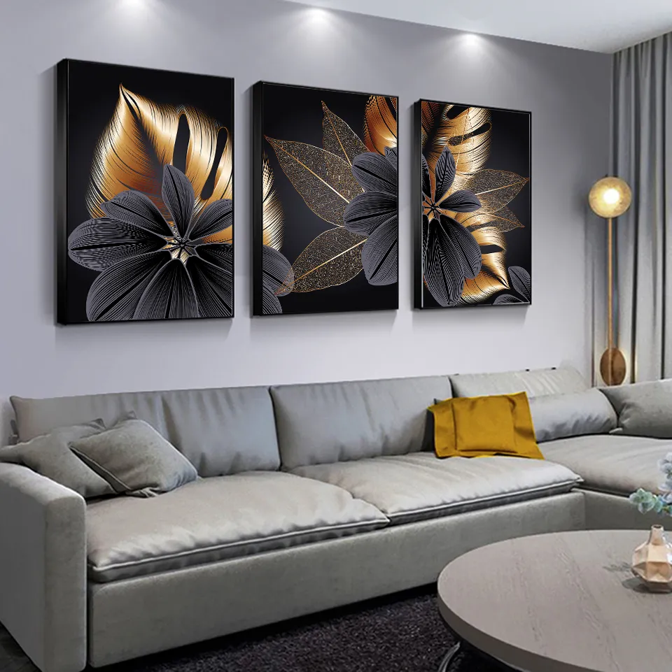 5D Nowy obraz diamentu Złote liście pełne wiertło haftowe ścieg krzyżowy zestaw Diamond Mosaic Plant Decor Decor do sztuki domowej