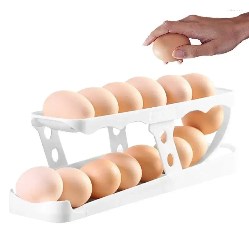 Butelki do przechowywania uchwyt na jajka automatyczne przewijanie szafy szkiełko pudełko pudełko Oszczędzanie podwójnej warstwy taca na blat kuchenny