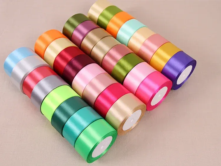 25Yards/Roll 40mm Satin Ribbons for DIY Crafts Handmade Gift Wrap Party Wedding Decorative Black White Beige Pink Red Blue Tape