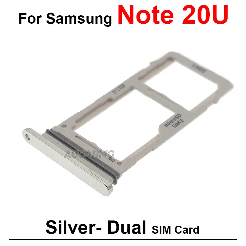 Zwart zilvergoud voor Samsung Galaxy Note 20 Ultra Note20U Single Dual Sim Tray Card Holder Socket Socket Repair vervangingsonderdelen