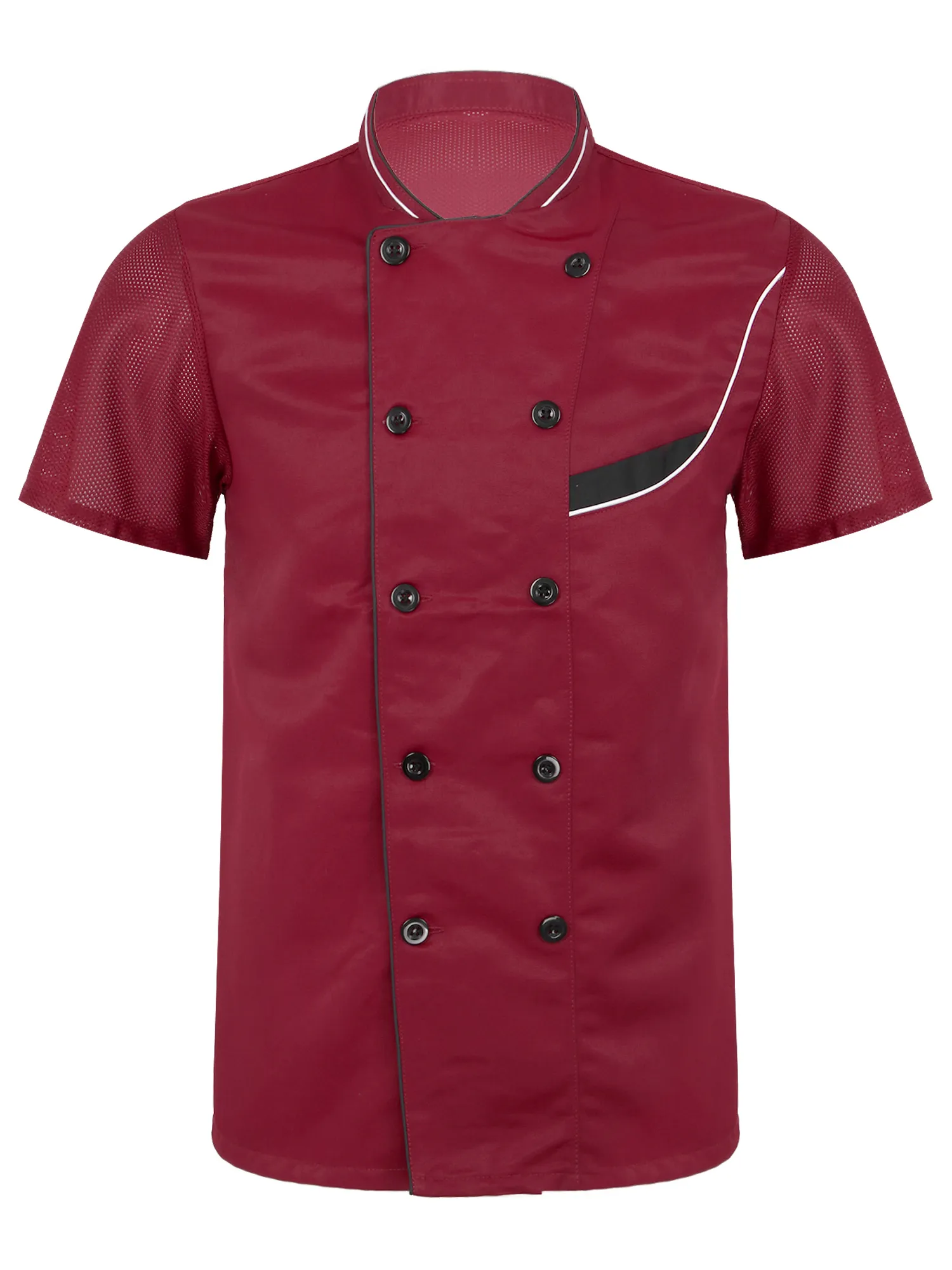 Unisex Chef Coat Short Sleeve Cook Jacket, Restaurant Kitchen