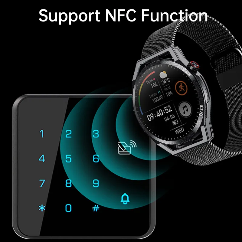 Lige NFC Smart Watch for Huawei 360*360 HD Smartwatch Mężczyźni Bluetooth Call Digital Watches IP67 Wodoodporny monitor ciśnienia krwi