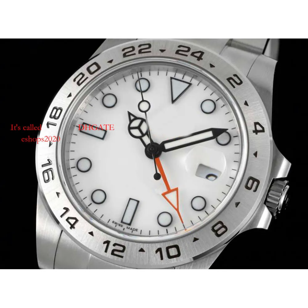 226570 OLEX förstoring Superclone White Platinum 42mm konvex Automatisk linsklocka Explorerii Designer Rhodium Mekanisk kalender Men 37