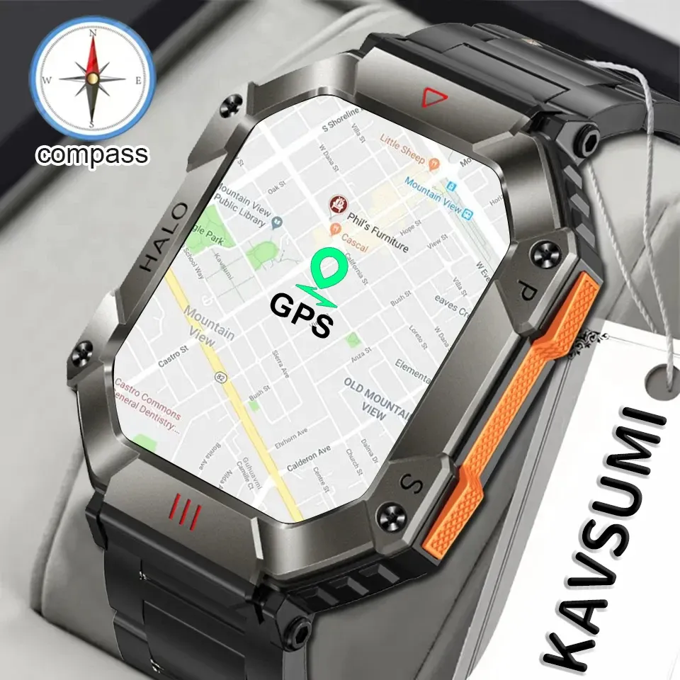 Relógios para os homens militares do Huawei Militar Bluetooth Call Smart Watch Compass GPS Rastrear clima Ai Voice 100+Modos esportivos 650mAh Smartwatch