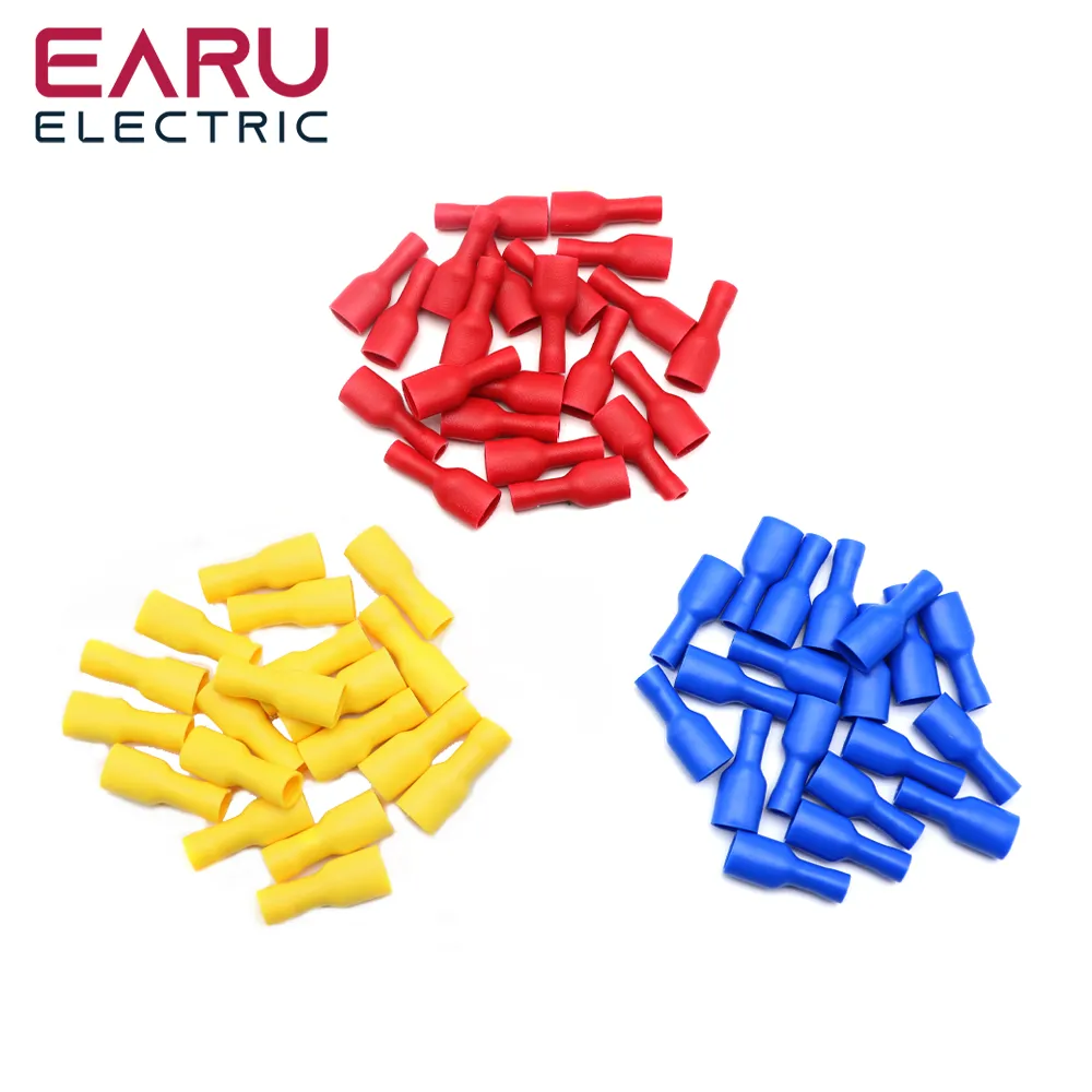 Connecteur de câble de fil d'épissure isolée 6,3 mm Terminaux électriques à sertissage Kit jaune bleu rouge FDFD 1.25-250 2,5-250 5-250