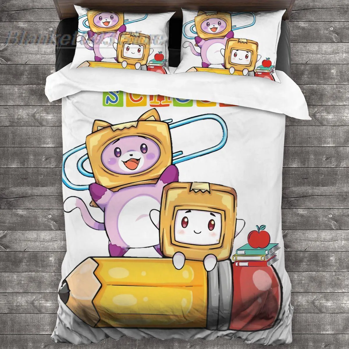 DHgate 3D Kawaii Lankybox Bedding Set Ultra Soft Duvet Cover for Kids Adults Colorful Cartoon Character Bedspread Coverlet Twin Full Queen King Sizes Home Garden