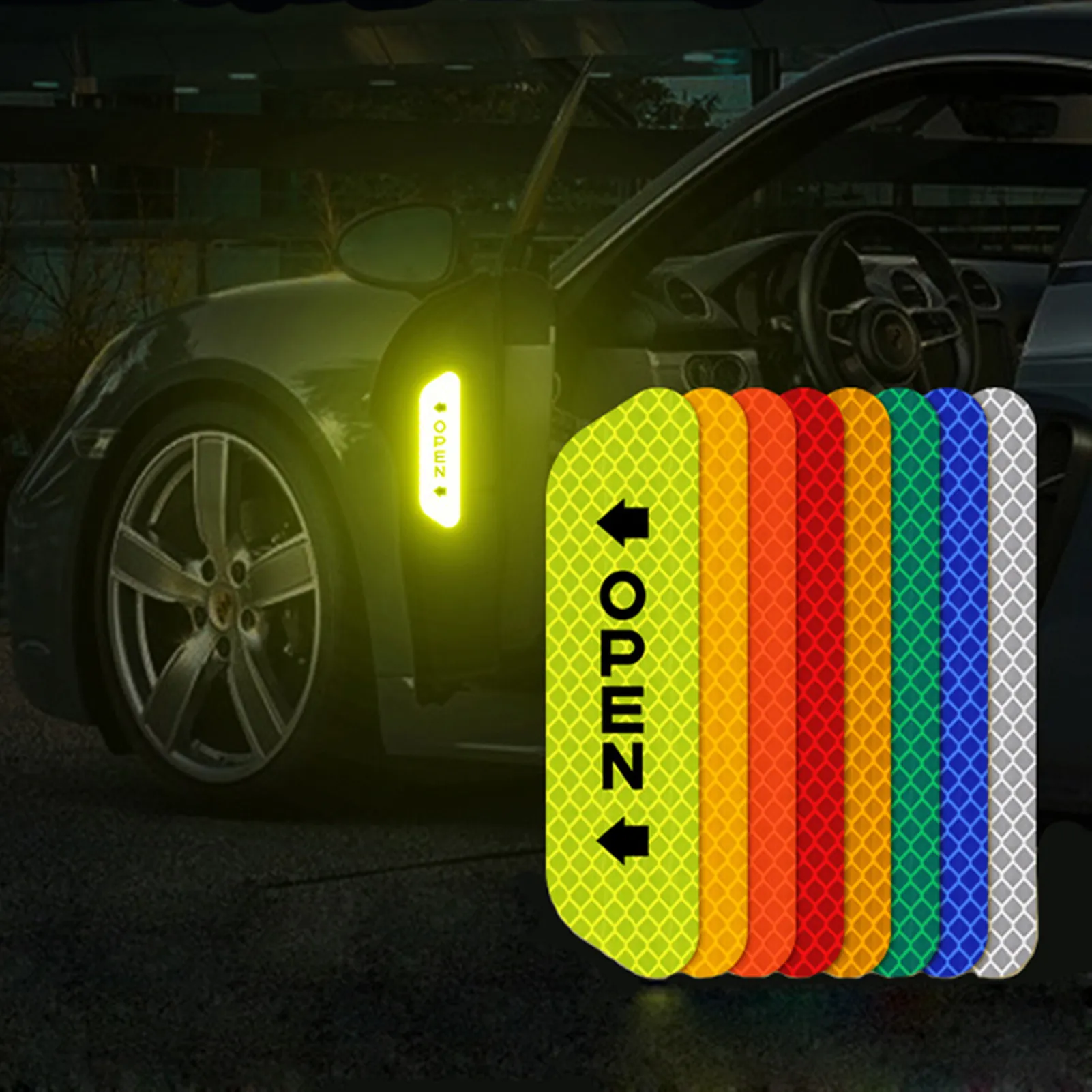 Lot De 8 Autocollants De Protection Pour Poignées De Porte De Voiture – Réfléchissants, Anti-rayures, En PVC | Décoration Et Sécurité Nocturne