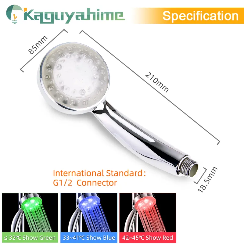 Kaguyahime RGB -Temperatursensor LED LACK WASSER Wasserhahn Hand Dusche Leuchte Dusche Duschkippdüse Badezimmer Küchenzubehör