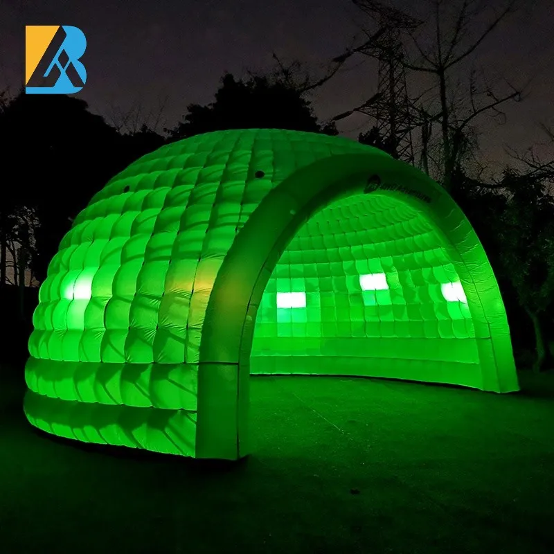 녹색 LED 조명이있는 맞춤형 이벤트 장식 팽창 식 에어 돔 텐트