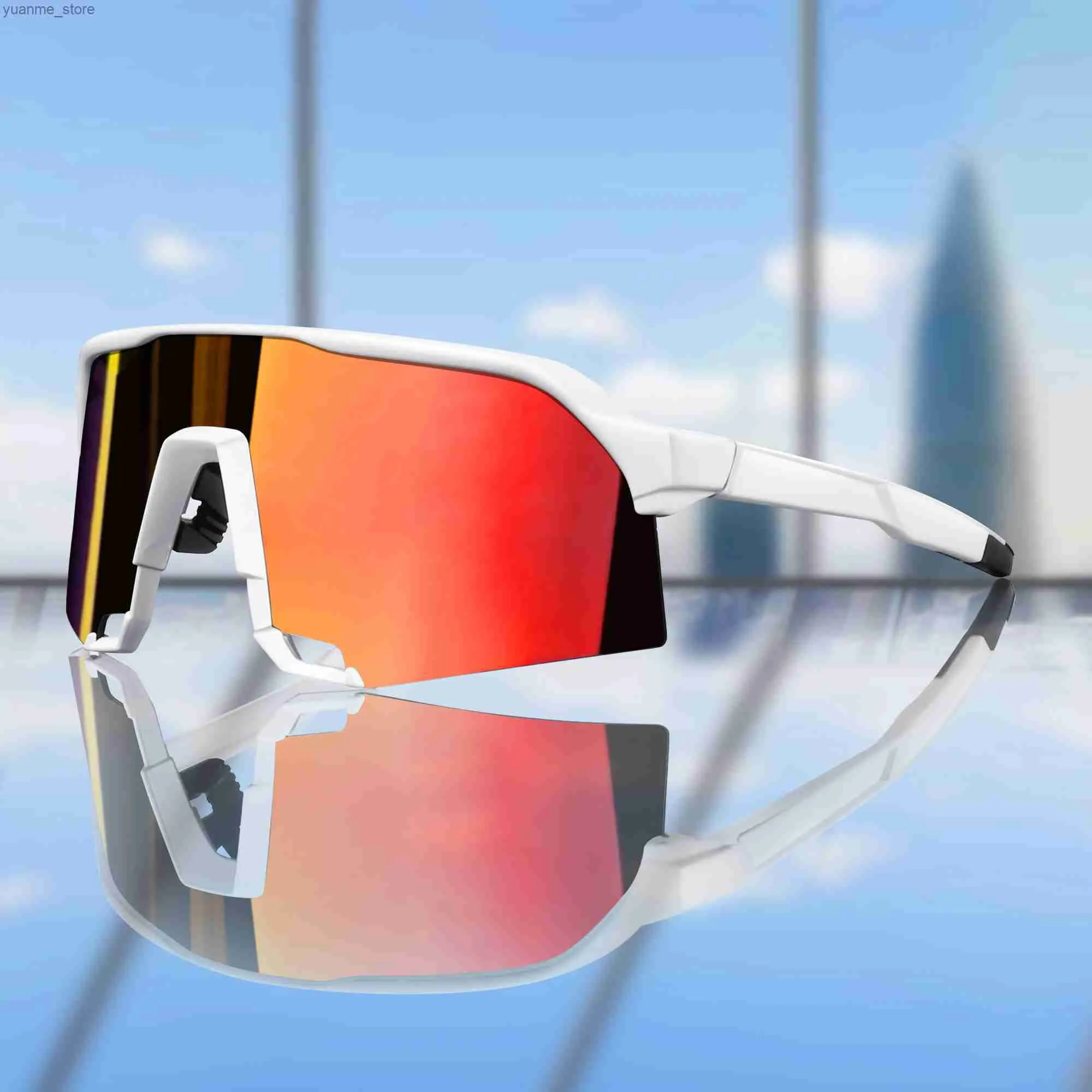 Marque de lunettes extérieure 100 lunettes de soleil cyclistes pour hommes et femmes UV400 Protection 5 couleurs Big Frame Running Fishing Sports Eyewear Y240410