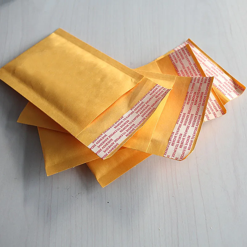 10pcs 90*130+40mm Kraft Bubble Bag Padded Envelopes Mailers Shipping Yellow Bags