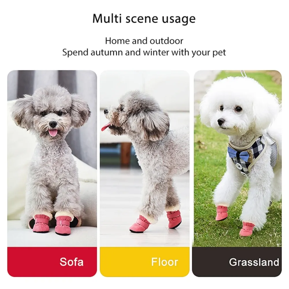 4pcs/Set Antivlip Rain Tain Snow Boots Обувь густая теплая для маленьких кошек щенков чихуахуа собак носки пинетки